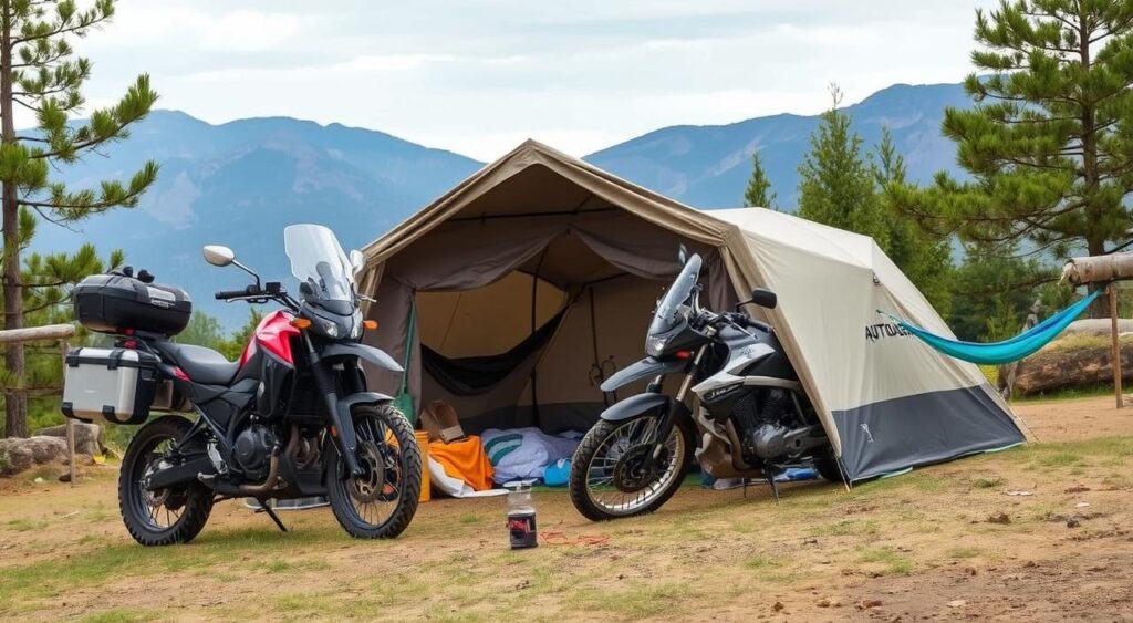 inexpensive camping hacks for motorcycle riders