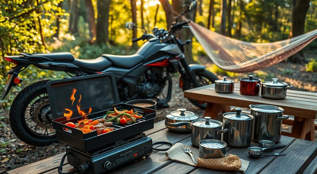 motorcycle camping cooking