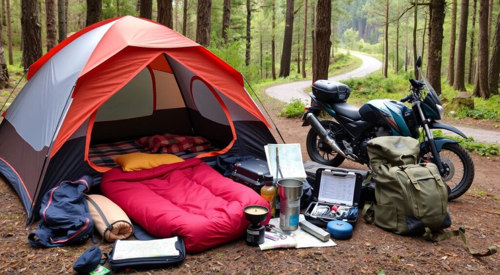 motorcycle camping equipment